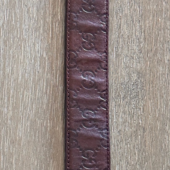 SOLD Gucci Brown Leather Vintage GG Monogram Stamped Belt - Picture 10 of 14